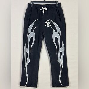 Hellstar Meiser Flame Graphic Sweatpants Black Size S Streetwear